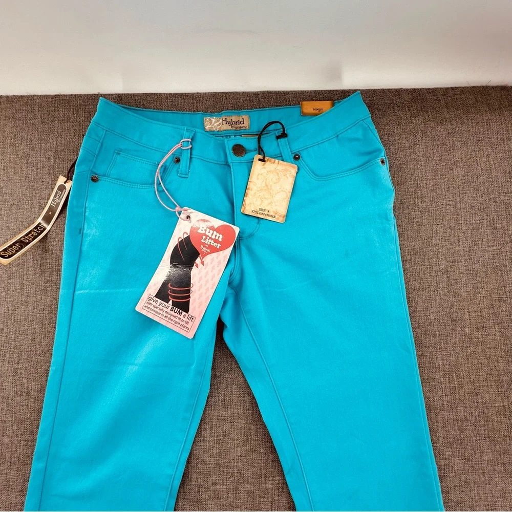 NEW! Hybrid & Company Skinny‎ Jeans Bum Lifter Turquoise 9 Cotton Blend Stretch - Picture 7 of 14